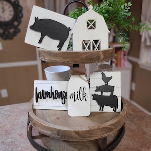 Farmhouse tier tray, tier tray decor, farmhouse decor