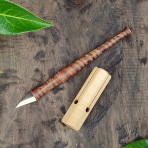 Kolrosing knife with round handle, Small carving knife, Fresh wood carving, Handforged, Handcarving,