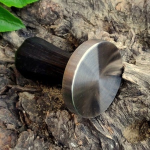 Handmade coffee tamper, 51mm Bog Oak tamper, Stainless steel tamper, Midnight black