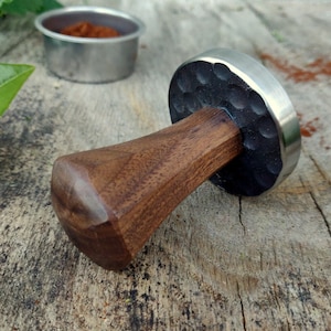 Coffee tamper, 51mm Walnut wood tamper, Stainless steel tamper, Handmade coffee tamper