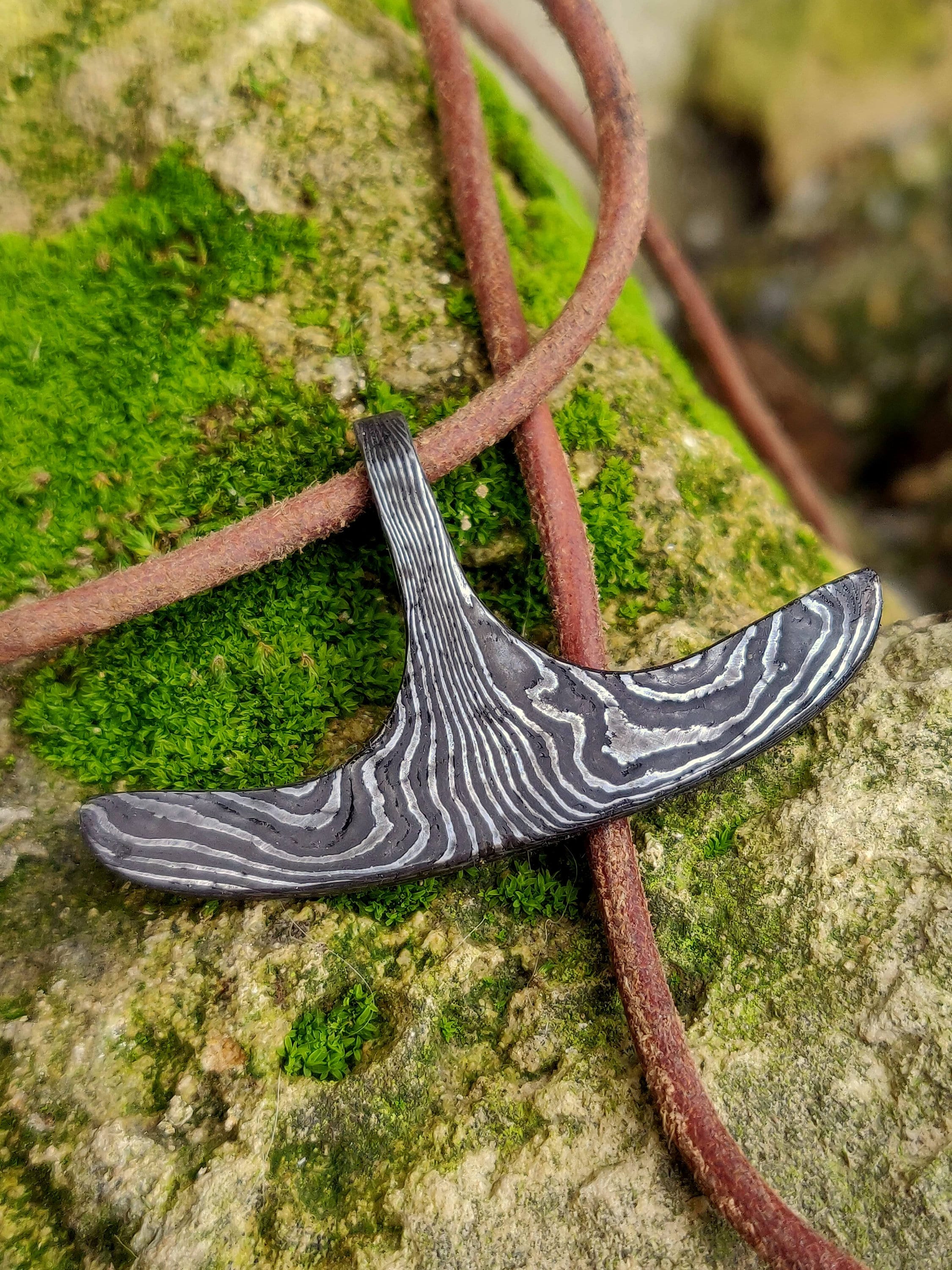 Hammer pendant hanforged laminated steel, Mjolnir, Ukonvasara