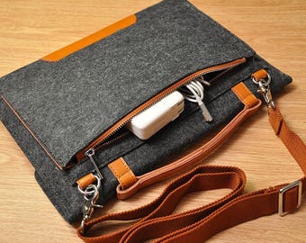 Carrying case for macbook,dell xps,lenovo Yoga,Ideapad, new surface pro case Surface Laptop sleeve with back zippered charger pockets-TFL005