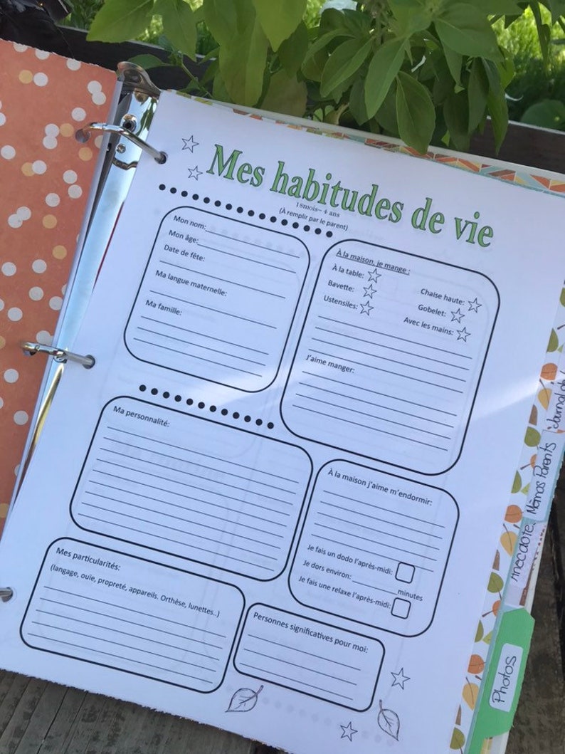 Journal de l'enfant milieu familial  Etsy