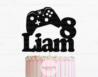 Personalised Cake Topper Party Gamer Controller Gaming Console Birthday Floss Cake Toppers Baking Accs Cake Decorating Cookware Dining Bar