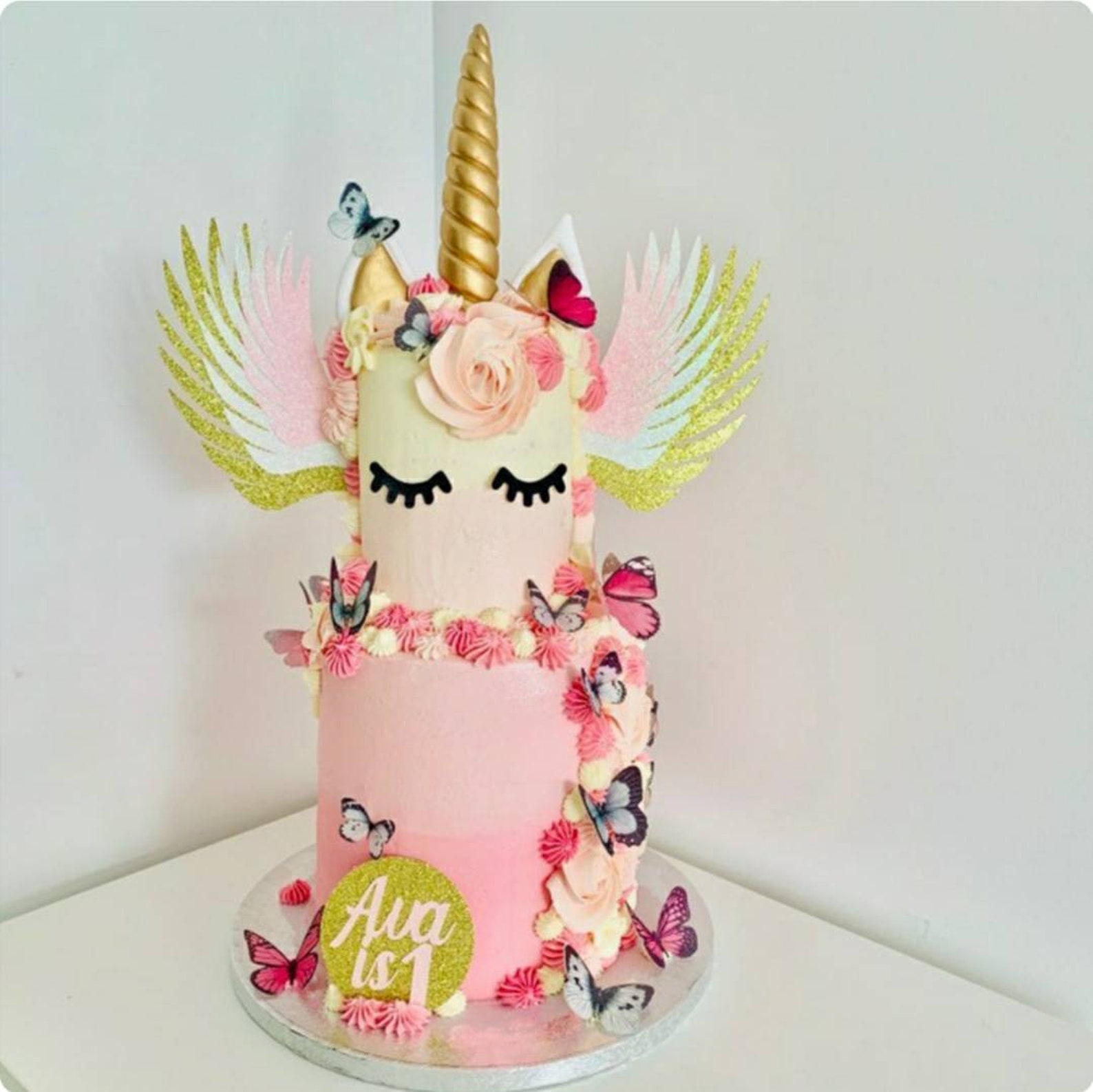 unicorn wings cake topper glitter card party decor pastel etsy