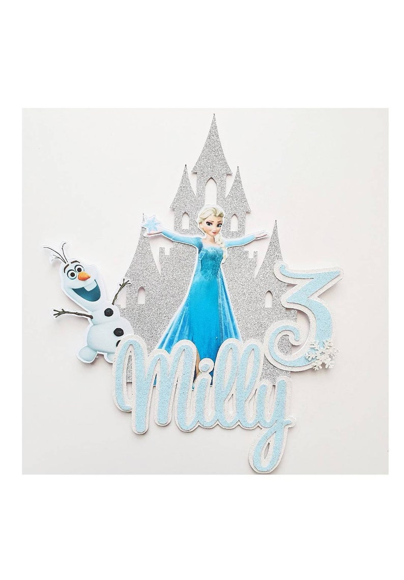 frozen elsa olaf princess castle cake topper glitter card etsy