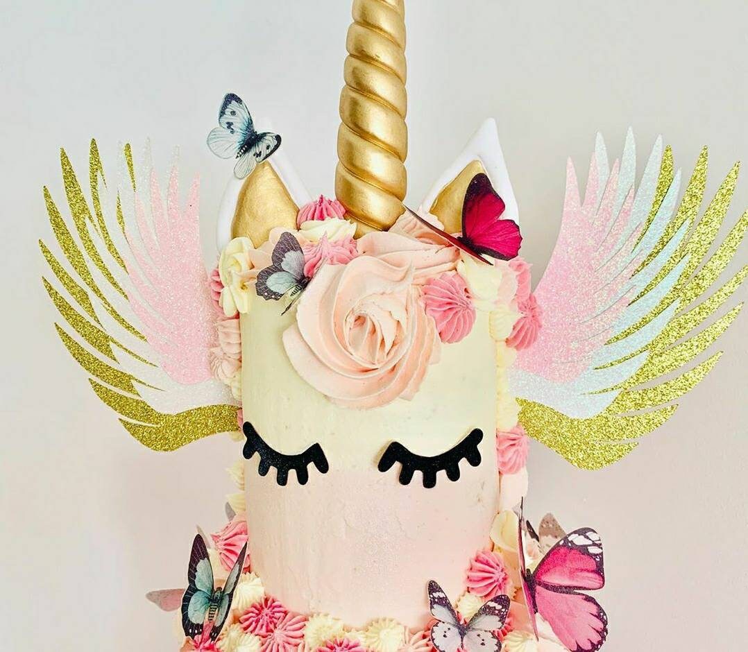 unicorn wings cake topper glitter card party decor pastel etsy