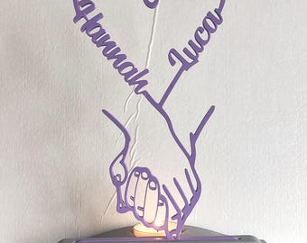 Regalo personalizado para parejas, decoración impresa en 3D con nombres, base de PETG impresa en 3D, regalo de boda, aniversario, compromiso, San Valentín.