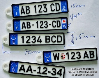 Llavero con matrícula 3D personalizada: minimatrícula europea para llaves de coche y furgoneta