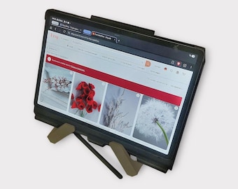 Soporte Recetario y Tablet en PLA Madera | Soporte Plegable de Cocina 25x13cm | Regalo Práctico para Amantes de la Cocina