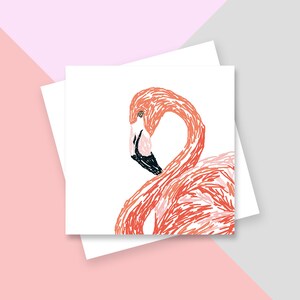 Tarjeta de felicitación de flamenco - Interior en blanco - Sin plástico
