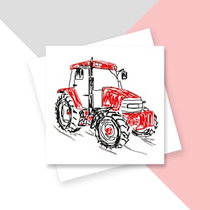 Rode tractorwenskaart - blanco binnenkant - plasticvrij