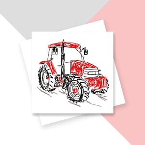 Red Tractor Greetings Card Blank Inside Plastic Free image 1