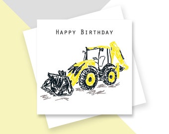 Yellow Digger Greetings Card - Blank Inside - Plastic Free