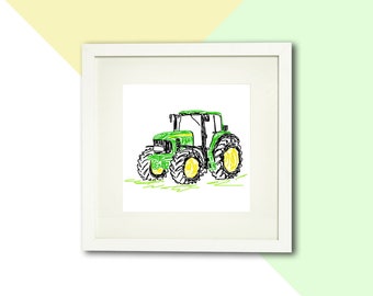 Tractor framed print; Green or Red or Blue; Tractor gift; Farming gift; Children's gift