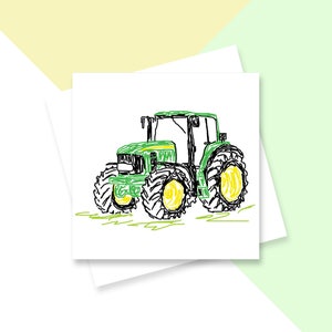 Cartão de felicitações do trator verde - em branco por dentro - sem plástico