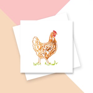 Tarjeta de felicitación de pollo - Interior en blanco - Sin plástico