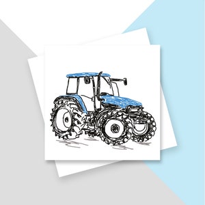 Cartão de felicitações do trator azul - em branco por dentro - sem plástico