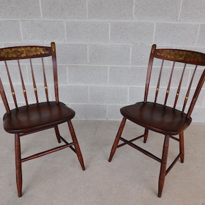 L Hitchcock Maple Stenciled Arrow Back Chairs - a Pair (shipping is not free)