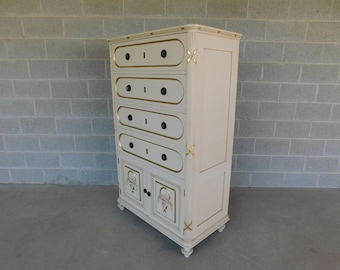 Antique Mahogany French Louis XVI Style Tall Chest Late 19th Century (shipping is not free)