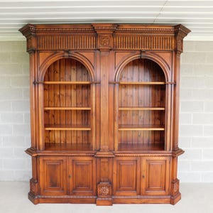 Monumental Italian NeoClassical 2 pc Wall Cabinet Bookcase 94.5"H x 90.5"W (shipping is not free)