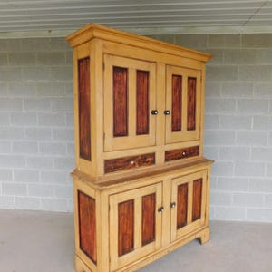 Antique Primitive 2pc Step Back Cupboard 56&quot;w (shipping is not free)