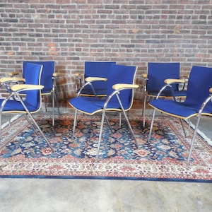 Set of 6 Thonet Mid - Century Modern Design Bent Wood & Chrome Chairs ( shipping is not free )