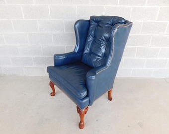 Vintage George I Style Leather Wingback Chair (shipping is not free)