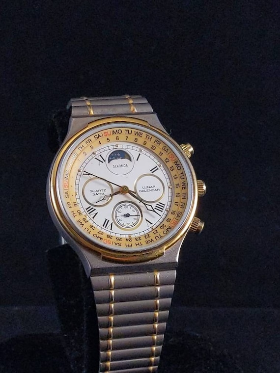 Vintage Sekonda Lunar Calendar Moon Phase Date Watch Etsy