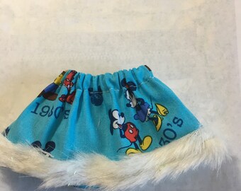 Christmas Shelf Clothes Blue Mickey and Minnie Mouse Skirt with Fur Trim for 12 inch Girl Elf or Pixie