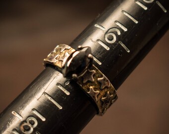 Black CZ marquise solitaire ring, Sterling silver, gold and  marquise black CZ