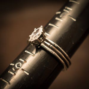 CZ marquise solitaire ring, Sterling silver marquise round CZ