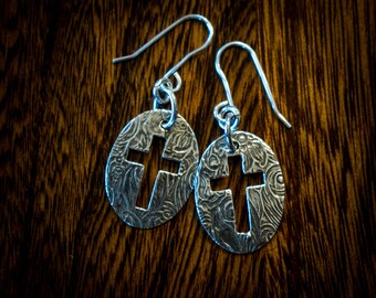Sterling silver Cross earrings