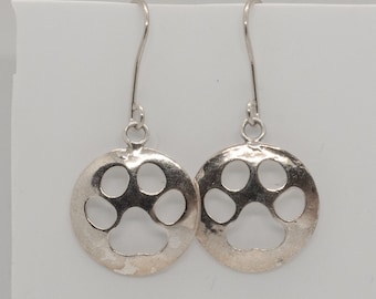 Sterling silver dog paw earrings