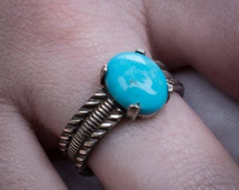 Turquoise and silver ring