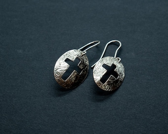 Sterling silver Cross earrings