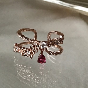 NUEVO Anillo de gota de agua roja totalmente ajustable