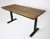 Russell Oak Steel - Cassar Industrial Electric Standing Tall Adjustable Office Desk
