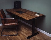 Russell Oak Steel - 5ft Cassar Black Height Adjustable Office Desk