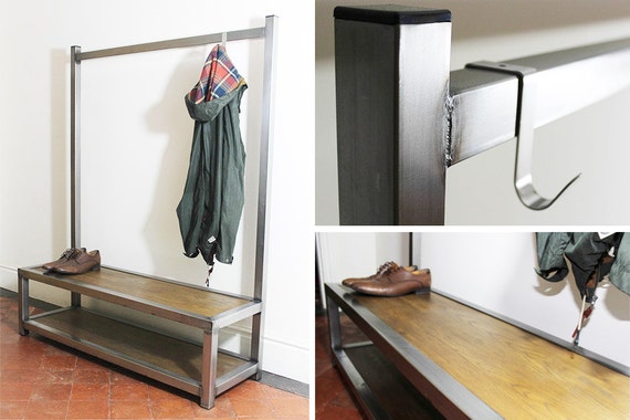 Lucas Industrial Hallway Bench Storage Unit With Hooks - Hallway Bench Storage Unit Lucas Industrial Hallway Bench Storage Unit With Hooks - Hallway Bench Storage Unit