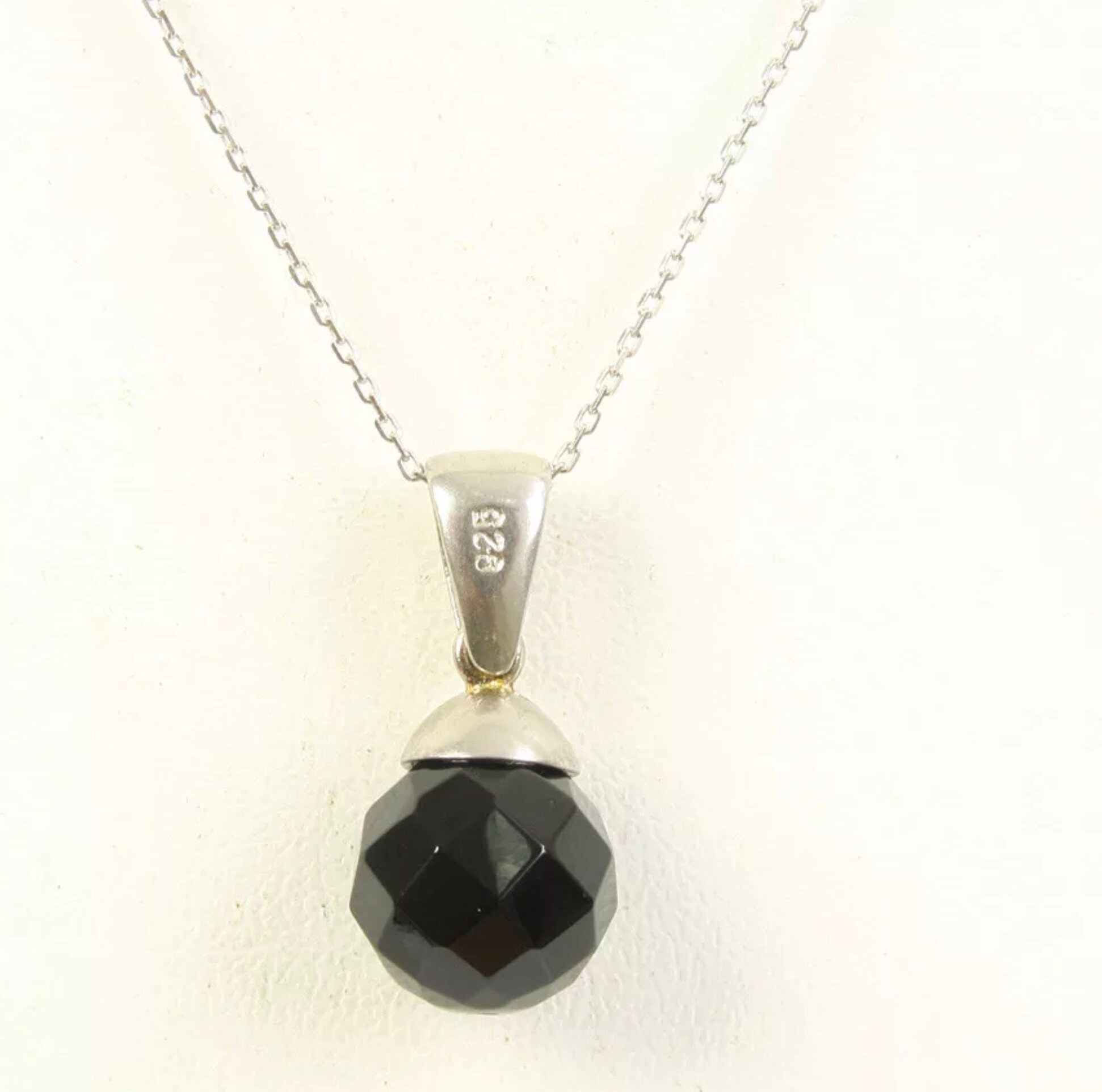 Solid sterling silver onyx necklace pendant Etsy
