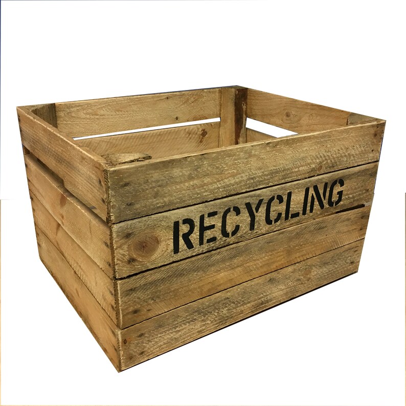 RECYCLING BIN Stylish Wooden Storage Box Utility Kitchen Room Etsy