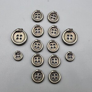 Snake Shirt Button, Sterling Silver or Bronze, Small (9mm), Medium (11 ...