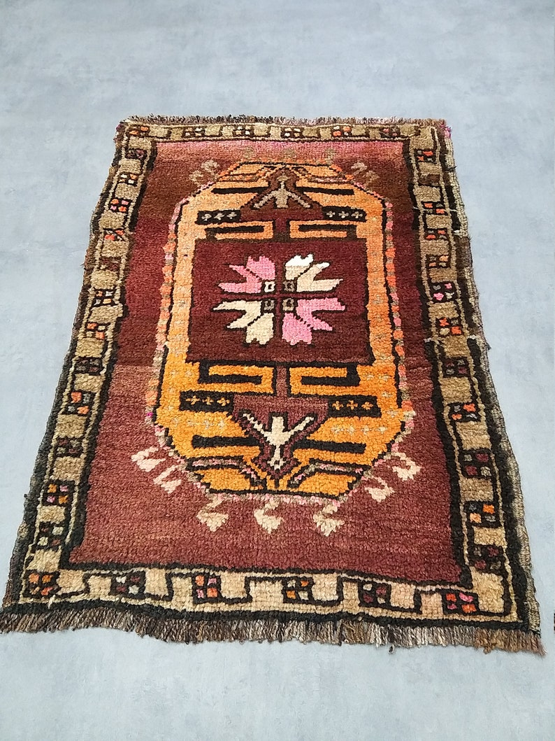 58x82cm Homedecor small tribal rug bedside rug,handmade rug,tribal rug,vintage rug,Turkish rug,accent rug,ethnic rug,doormat 23/'/'x32/'/'