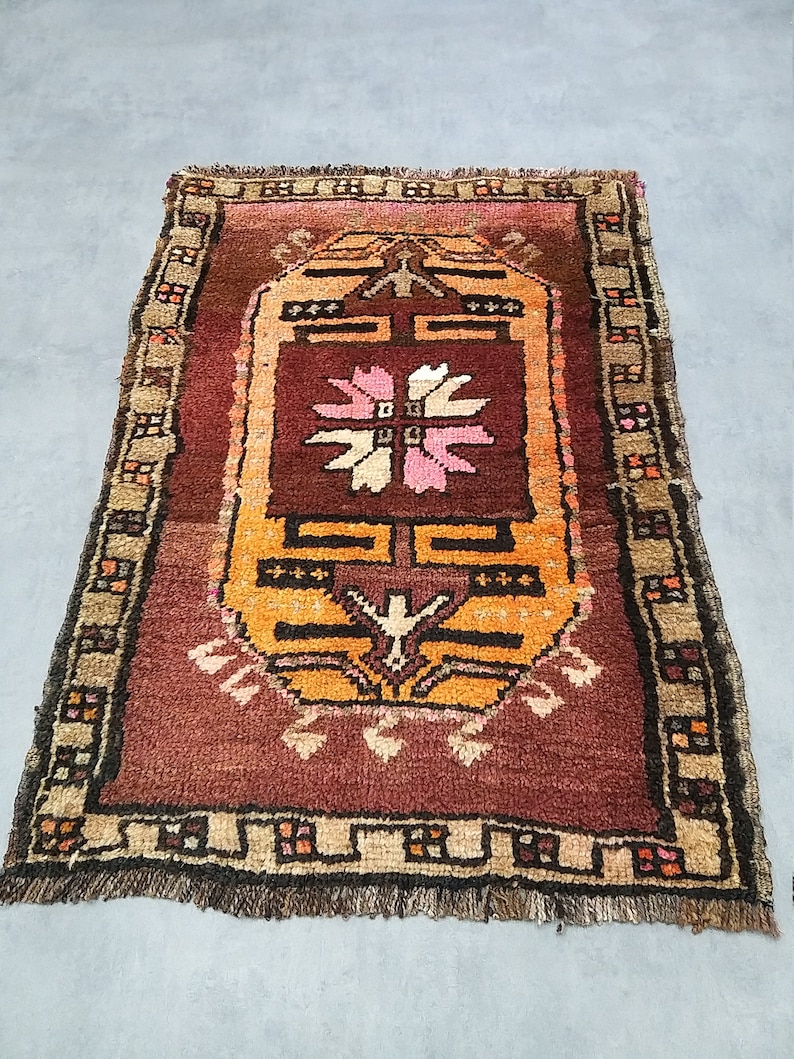 58x82cm Homedecor small tribal rug bedside rug,handmade rug,tribal rug,vintage rug,Turkish rug,accent rug,ethnic rug,doormat 23/'/'x32/'/'