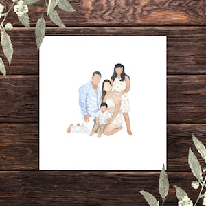 Custom Watercolor Portrait Couple l Family Portrait Watercolor Painting - personalized gift or Wedding Gift | FACELESS WATERCOLOR PAINTING