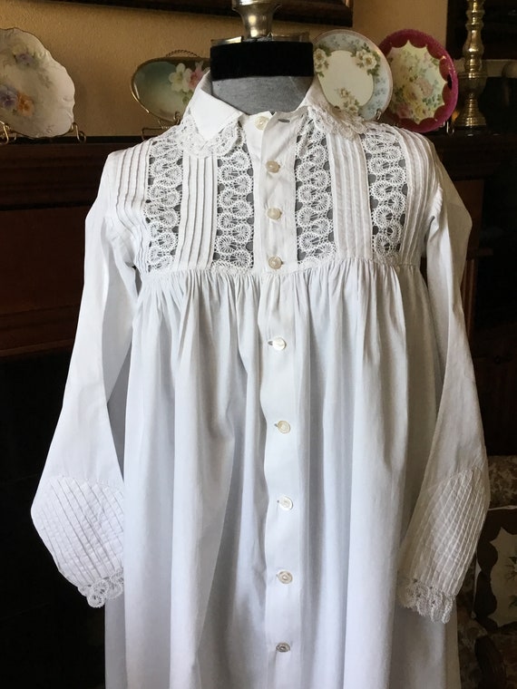 1880s-90s antique cotton night dress white nightgo