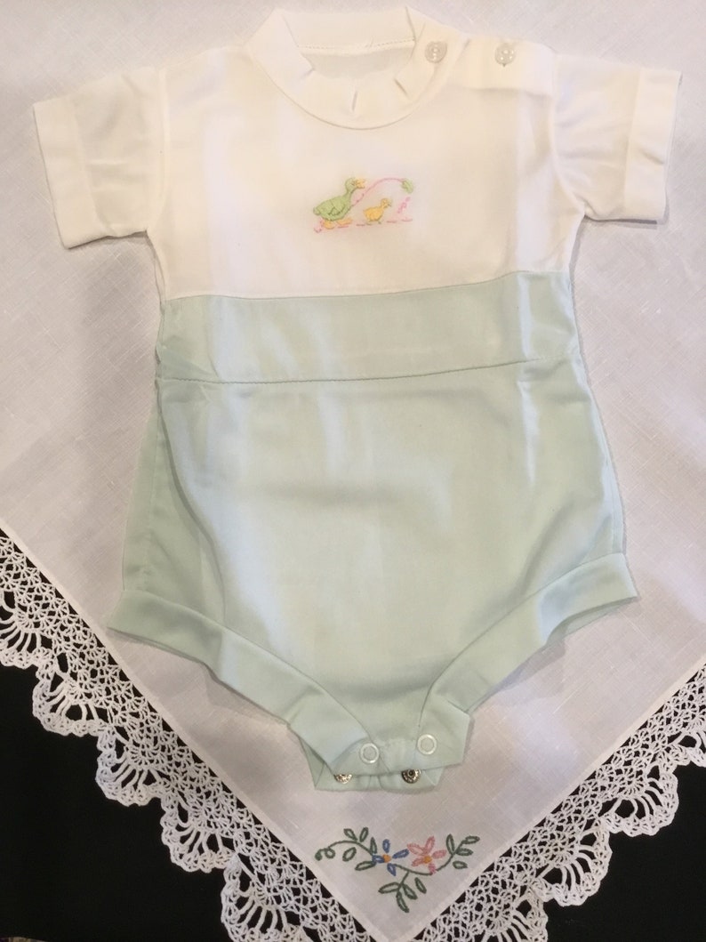 Vintage 1970s baby boy onesie summer onesie bodysuit one-piece nylon suit size 3-6 months