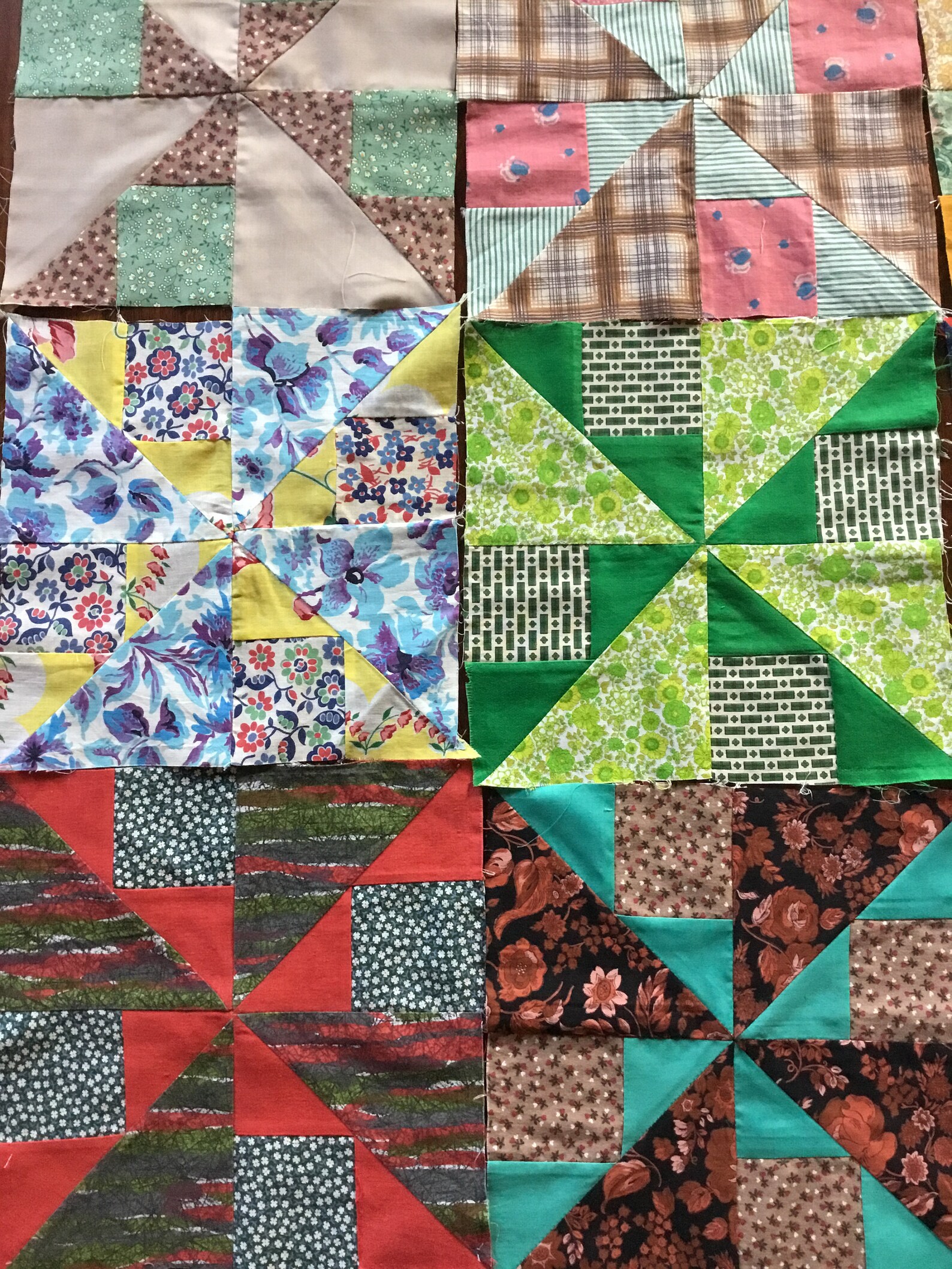 Vintage quilt blocks pinwheel quilt blocksunfinished Etsy
