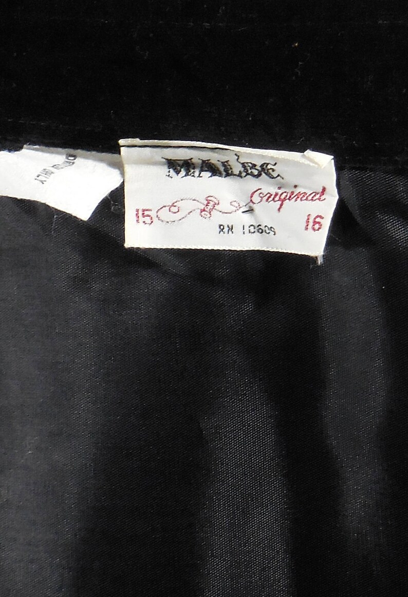 Skirt 1960s 1970s black white maxi skirt long straight skirt border print embroidered skirt Malbe Original size 15-16